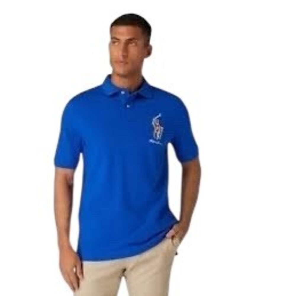 Polo Ralph Lauren Polo Shirt Mens L Royal Blue Multicolor Big Pony Logo - Picture 2 of 10